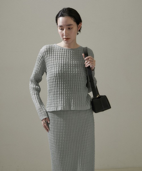 SALON adam et rope' ニット 「WEB限定」変形リブシアーニット