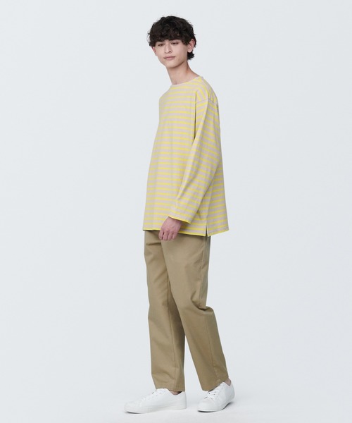 無印良品（MUJI） tシャツ 紳士 洗いざらし太番手ボートネック九分袖T