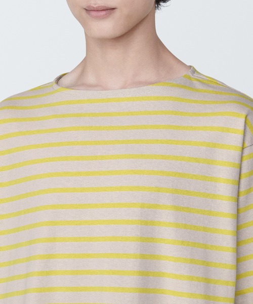 無印良品（MUJI） tシャツ 紳士 洗いざらし太番手ボートネック九分袖T