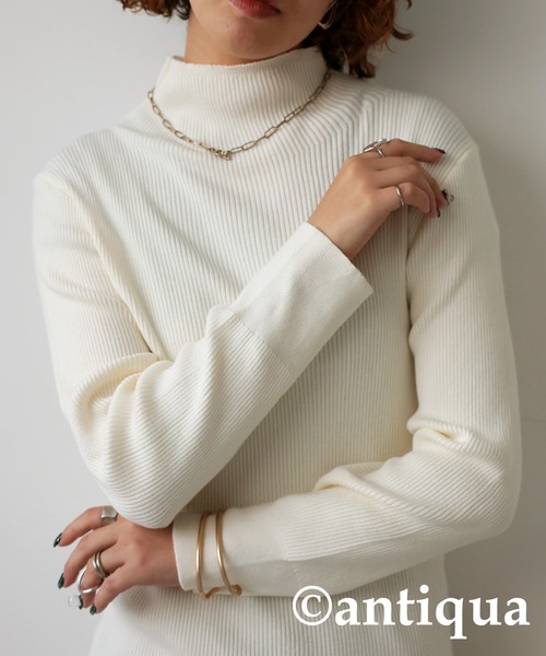 antiqua（アンティカ） ニット セーター 吸湿発熱ハイネックリブニット