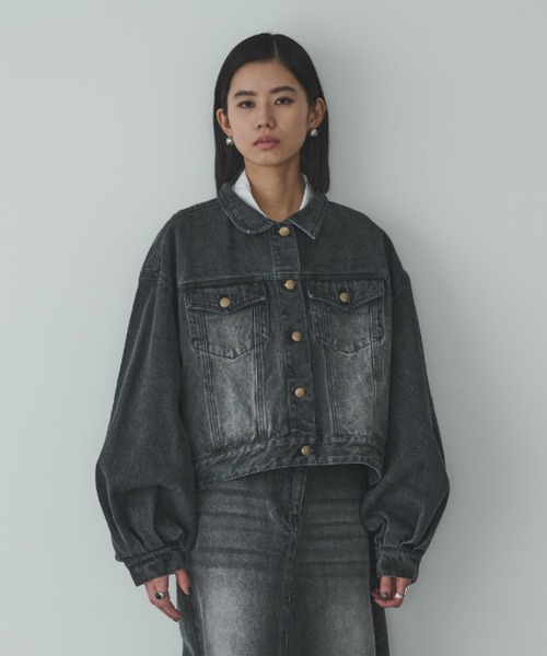 AIC. デニムジャケット gジャン ボリュームスリーブブラックデニム