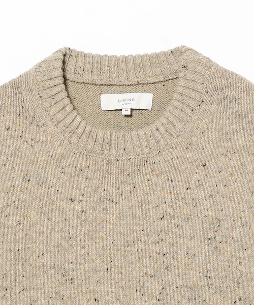 B：MING by BEAMS セーター ニット 5ゲージ ネップ ストレッチ クルー 