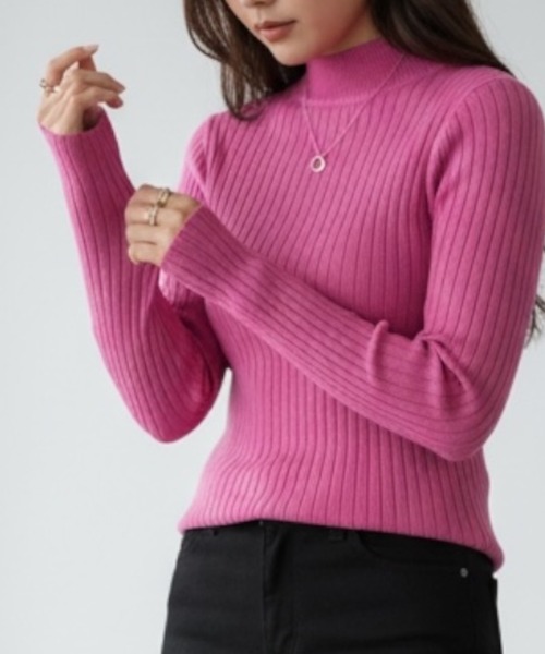 United store ニット セーター モックネックリブニット レディース