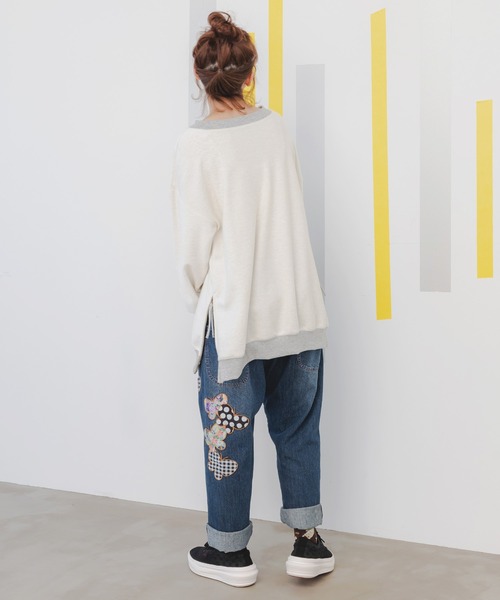 クロ商品 ScoLar パンツ デニム ジーンズ 143653：蝶刺繍アップリケデニム
