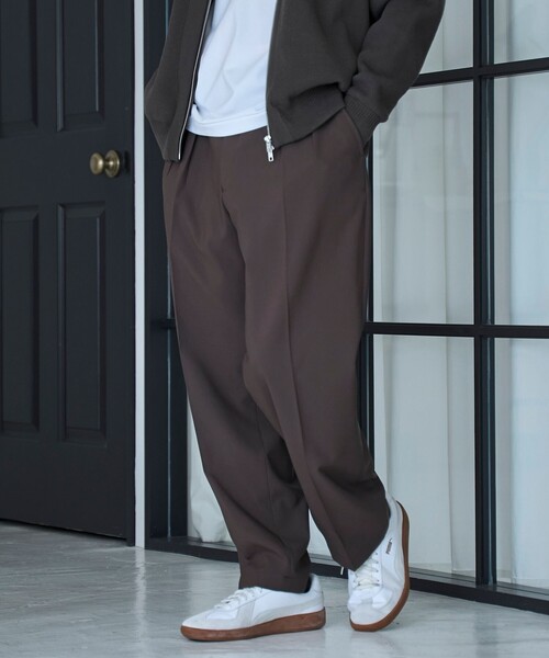 RONEL スラックス ポリバスケット2プリーツスラックス メンズ