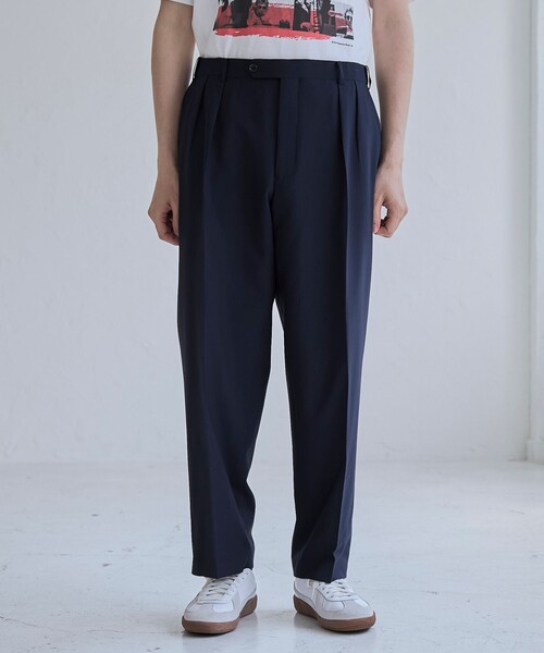 Evisen ブラウン ダブルプリーツ スラックス XL Evisen ブラウン ダブルプリーツ スラックス XL