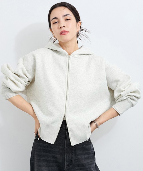 LE CERCLE par rope' パーカー 裏起毛ダブルジップパーカー レディース