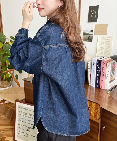 ブラウス シャツ ライトオンスデニムシャツ レディース CHIC STYLE ブラウス シャツ 綿100％ライトオンスデニムシャツ