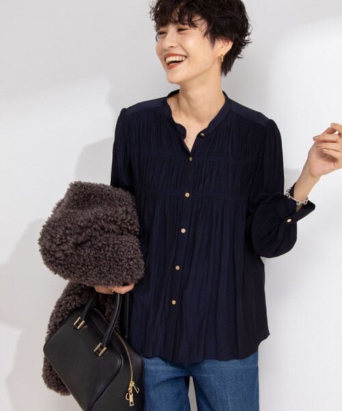 【NOLLEY'S】割繊シャーリングブラウス NOLLEY'S ブラウス シャツ 割繊シャーリングブラウス レディース