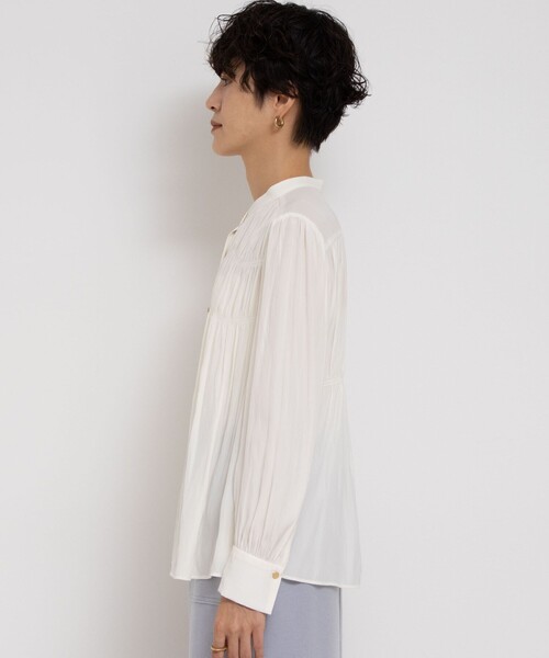 【NOLLEY'S】割繊シャーリングブラウス NOLLEY'S ブラウス シャツ 割繊シャーリングブラウス レディース