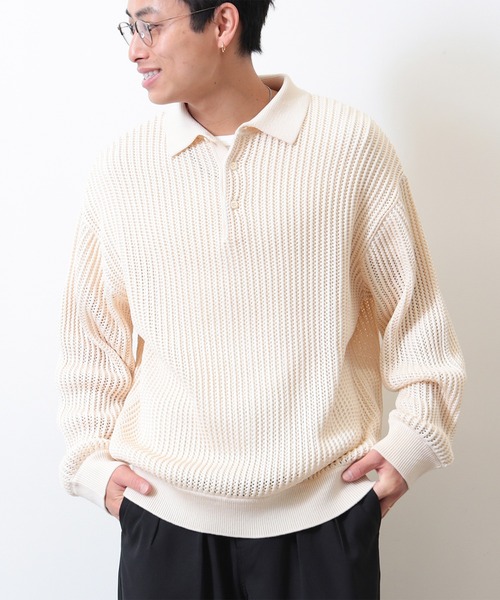 【美品】ビームス　ポロシャツ　 2024SS　ドライタッチ メッシュ ニット　M 美品】ビームス ポロシャツ 2024SS ドライタッチ メッシュ