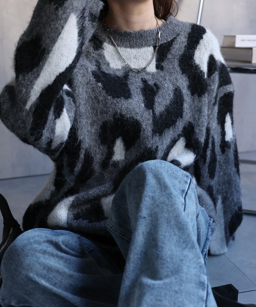 ニット セーター 「ユニセックス商品」レオパード柄オーバーサイズニットプルオーバー レディース メンズ | CREARE -LINO- | 13