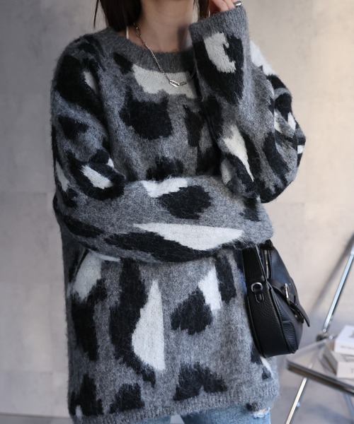 ニット セーター 「ユニセックス商品」レオパード柄オーバーサイズニットプルオーバー レディース メンズ | CREARE -LINO- | 15