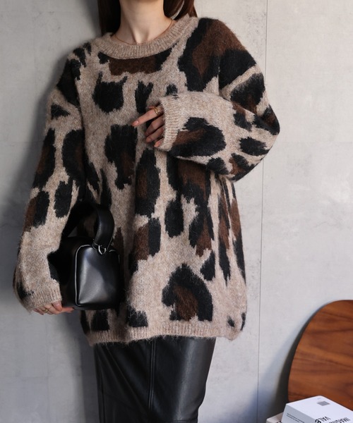 ニット セーター 「ユニセックス商品」レオパード柄オーバーサイズニットプルオーバー レディース メンズ | CREARE -LINO- | 06