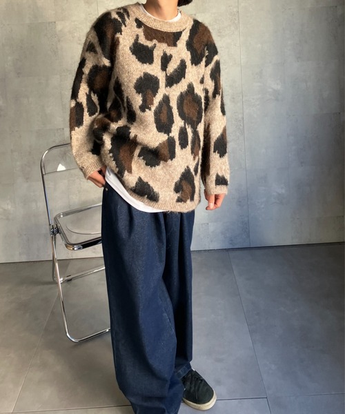 ニット セーター 「ユニセックス商品」レオパード柄オーバーサイズニットプルオーバー レディース メンズ | CREARE -LINO- | 11