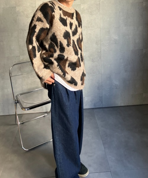 ニット セーター 「ユニセックス商品」レオパード柄オーバーサイズニットプルオーバー レディース メンズ | CREARE -LINO- | 12