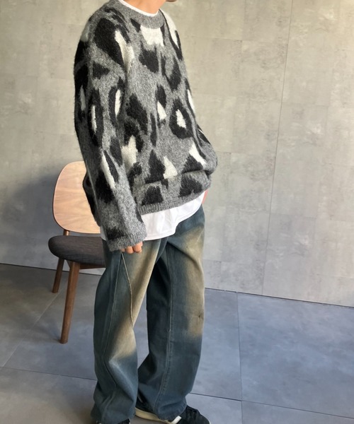 ニット セーター 「ユニセックス商品」レオパード柄オーバーサイズニットプルオーバー レディース メンズ | CREARE -LINO- | 19