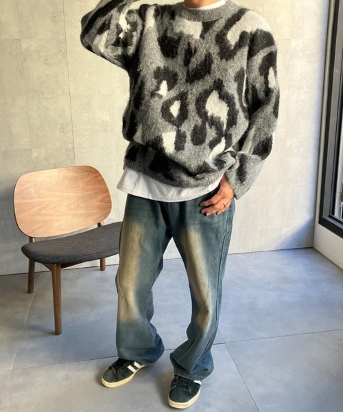 ニット セーター 「ユニセックス商品」レオパード柄オーバーサイズニットプルオーバー レディース メンズ | CREARE -LINO- | 20