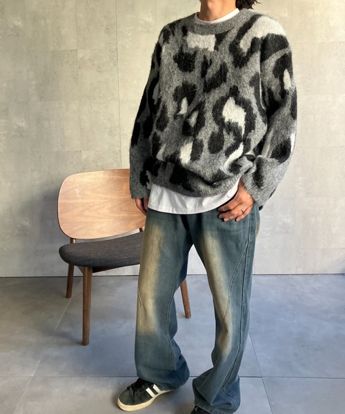 ニット セーター 「ユニセックス商品」レオパード柄オーバーサイズニットプルオーバー レディース メンズ | CREARE -LINO- | 17