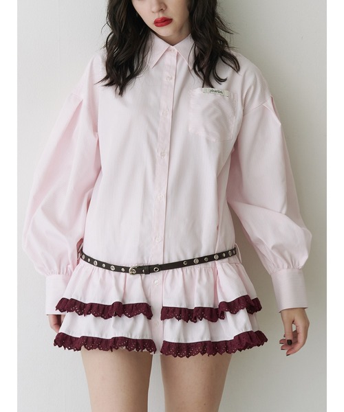 ブラウス シャツ イレヘムレースブラウス レディース jouetie ブラウス シャツ 「再入荷」ヘムレースフリルチュニック