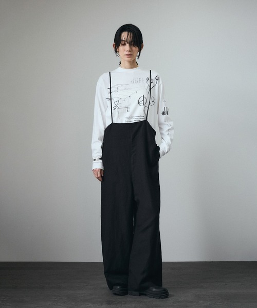 美品 SALON adam et rope' ツイルロングガウン コットン 麻 セール】麻レーヨンサロペット（サロペット/オーバーオール
