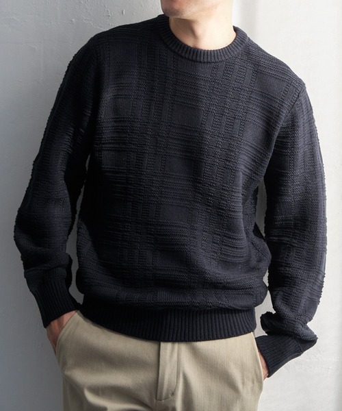 ikka（イッカ） セーター ニット ジャカードチェックニット メンズ