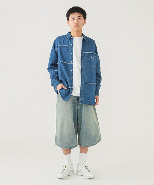BEAMS シャツ カットオフ デニムワークシャツ メンズ : ZOZOTOWN
