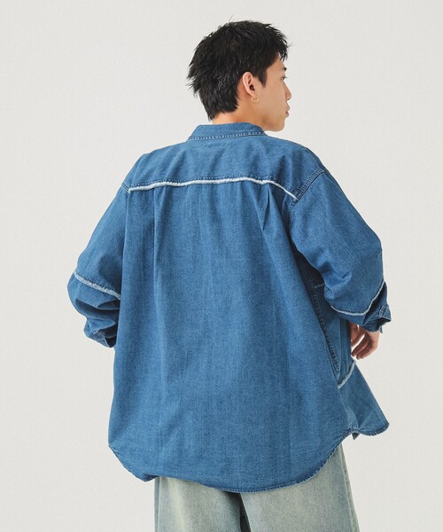 BEAMS シャツ カットオフ デニムワークシャツ メンズ : ZOZOTOWN
