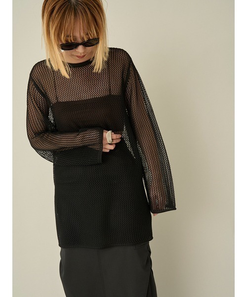 新品タグ付き 【emmi atelier】 メッシュニット プルオーバー 長袖 emmi（エミ）の「【emmi atelier】メッシュニットプルオーバー