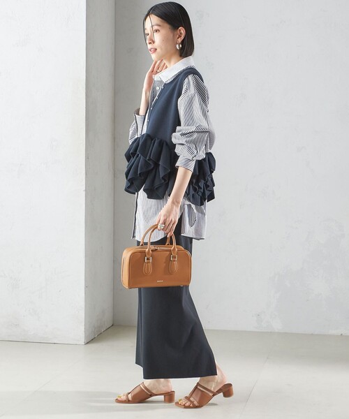 SHIPS（シップス） ベスト ジレ 「手洗い可能」ペプラム フリル 2WAY