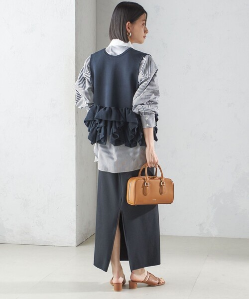 SHIPS（シップス） ベスト ジレ 「手洗い可能」ペプラム フリル 2WAY