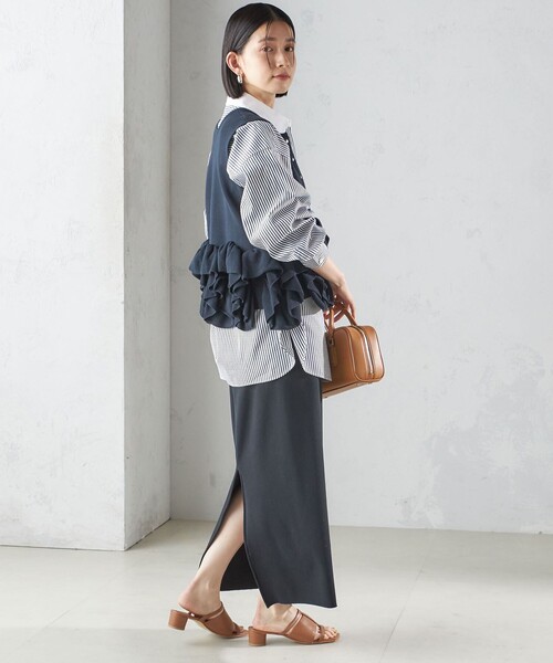 SHIPS（シップス） ベスト ジレ 「手洗い可能」ペプラム フリル 2WAY