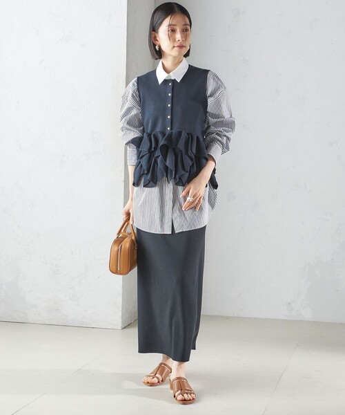 立川限定リネンダブルフリル2wayベスト 立川店/EC限定】リネンダブルフリル2WAYベスト（チャコールグレー