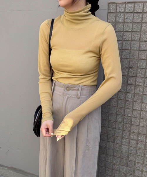 tシャツ シアーテレコタートルネックカットソー -手洗い可- レディース