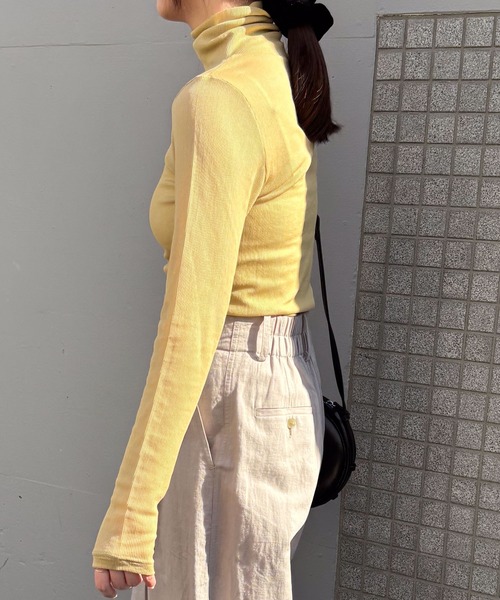 tシャツ シアーテレコタートルネックカットソー -手洗い可- レディース