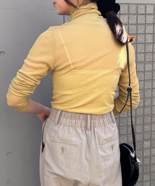 tシャツ シアーテレコタートルネックカットソー -手洗い可- レディース