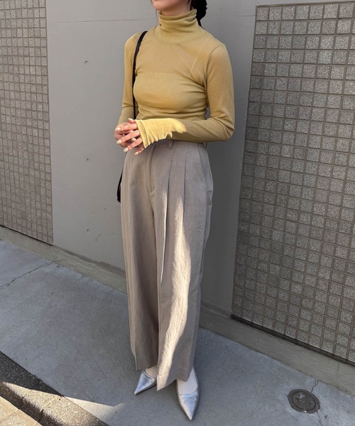 tシャツ シアーテレコタートルネックカットソー -手洗い可- レディース