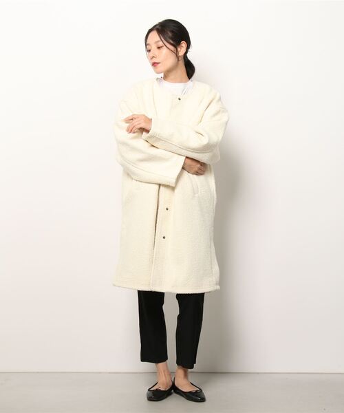 「coen」 ノーカラーコート MEDIUM ブラック レディース_画像2