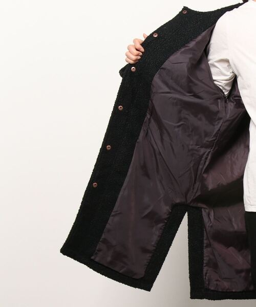 「coen」 ノーカラーコート MEDIUM ブラック レディース_画像4