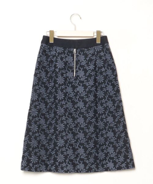 「nesessaire」 刺繍スカート 36 ネイビー レディース_画像2