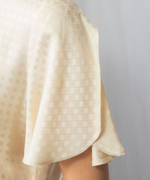ブラウス シャツ 「NARACAMICIE」織り柄サテンチューリップスリーブ半袖ブラウス レディース NARACAMICIE ブラウス シャツ 「NARACAMICIE」織り柄サテン