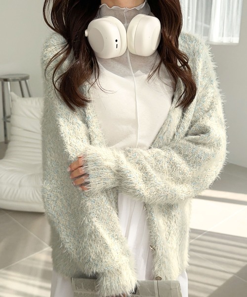 「mily bilet」 ニットカーディガン LARGE アイボリー レディース_画像8