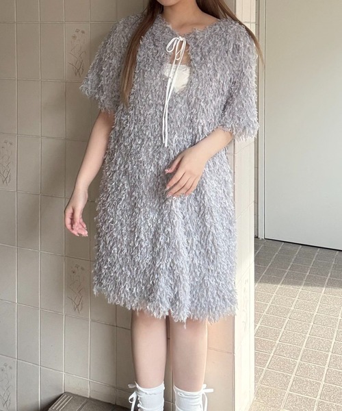 hugi ワンピース FLUFFY FEATHER DRESS/ふわふわフェザーワンピース