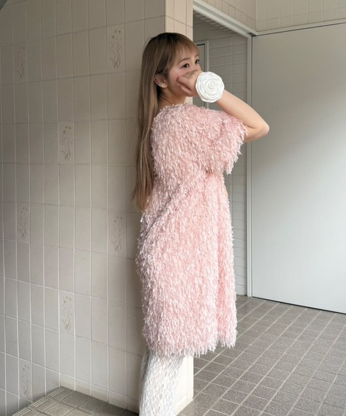hugi ワンピース FLUFFY FEATHER DRESS/ふわふわフェザーワンピース