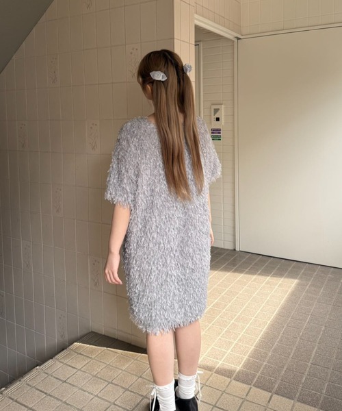 hugi ワンピース FLUFFY FEATHER DRESS/ふわふわフェザーワンピース