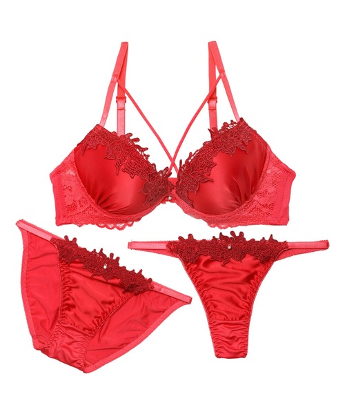 ブラジャー ショーツセット 「3点セット」フラワーケミカルレース
