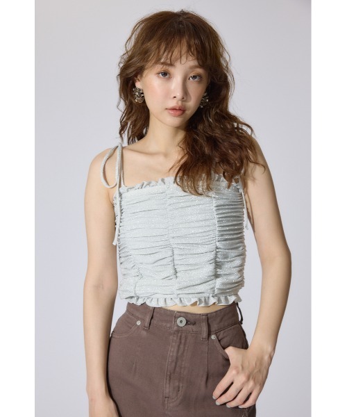 ギャザーキャミソール rienda キャミソール 2WAYギャザーキャミトップス 夏服