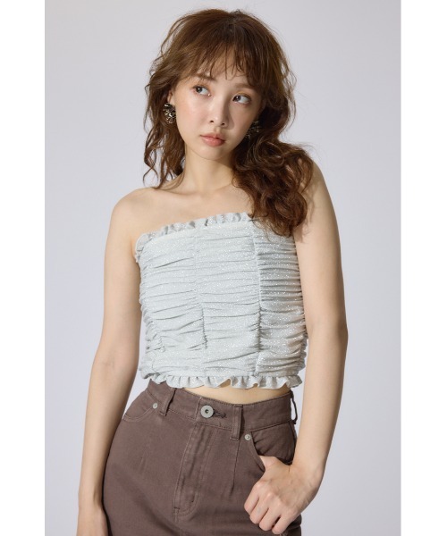 rienda キャミソール 2WAYギャザーキャミトップス 夏服