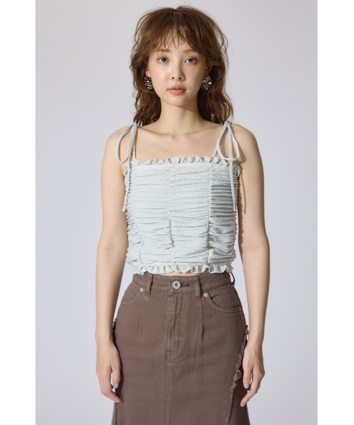 rienda キャミソール 2WAYギャザーキャミトップス 夏服