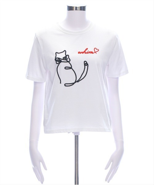 CLEAR BASIC tシャツ コード刺繍猫Tシャツ「大人 カジュアル